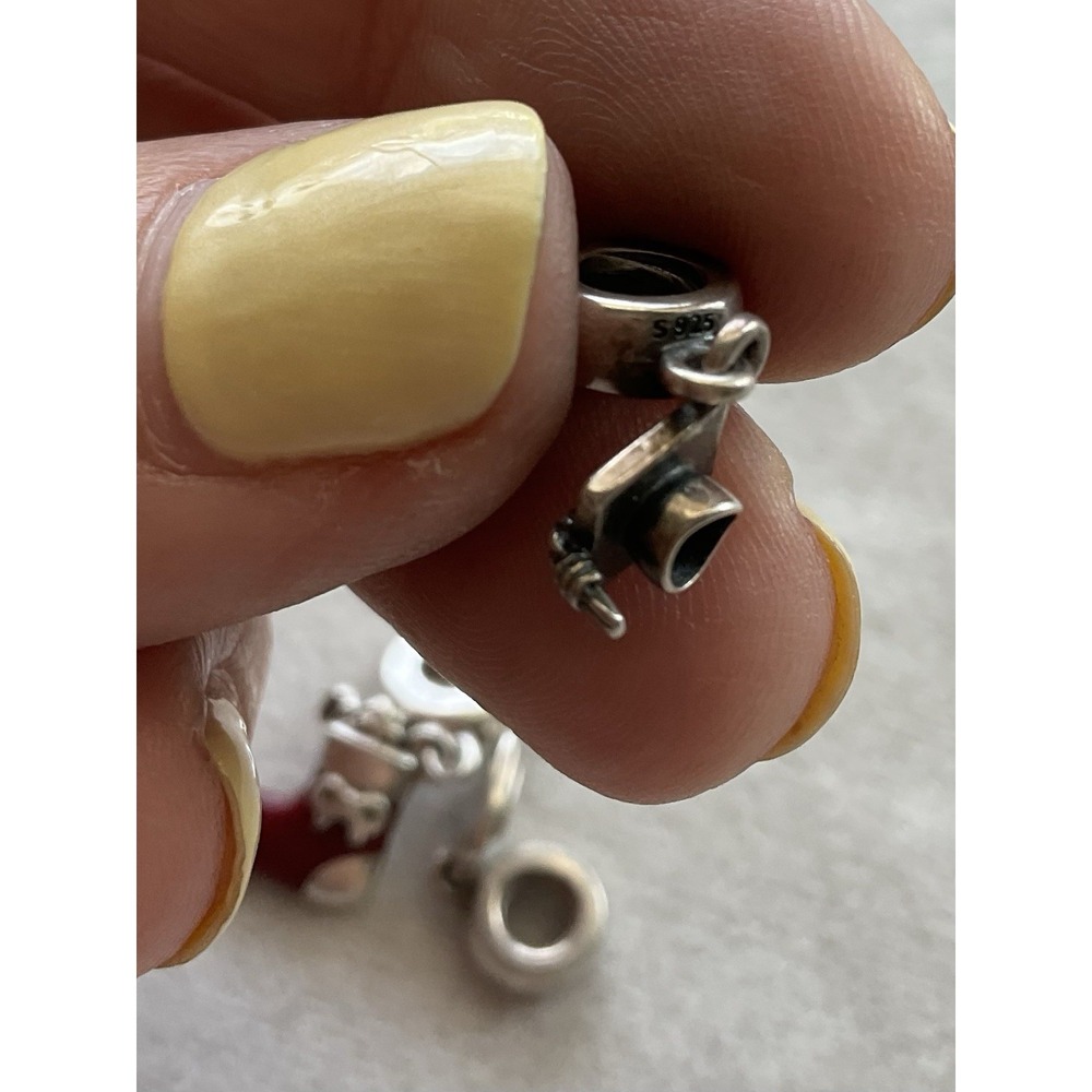 Pandora Lot Of 3 ALE 925 Sterling Silver Dangle Charm Xmas Stocking Heart Grad - Picture 6 of 10